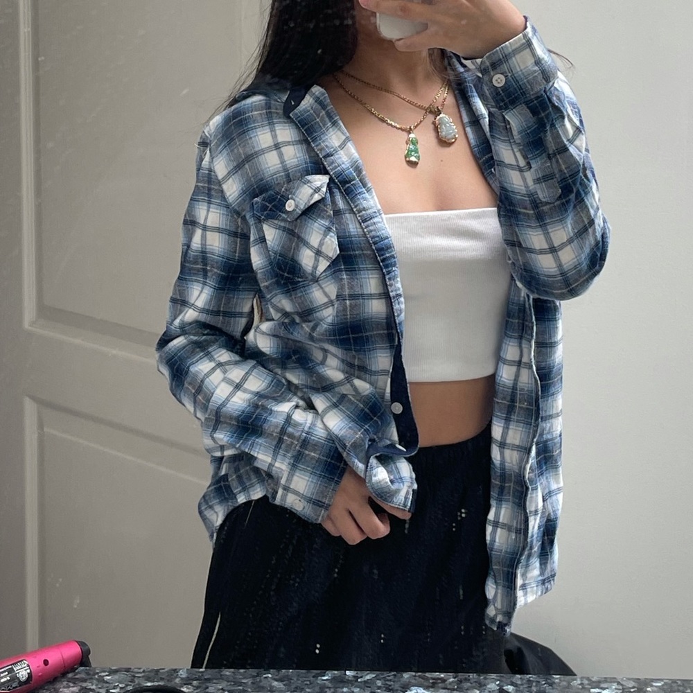 vintage blue flannel